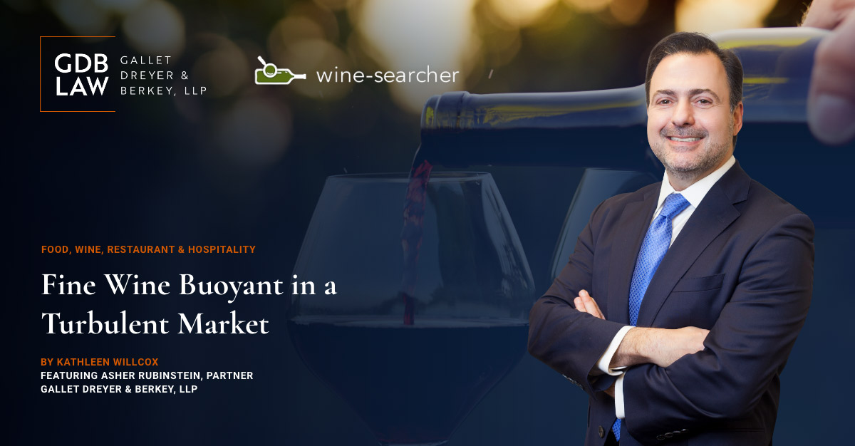 Asher Rubinstein in front of fine wine in a turbolent market