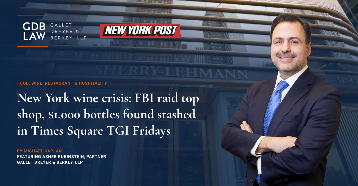 Asher Rubinstein in the New York Post on the latest wine crisis in New York including FBI raids, $1,000 bottles stashed in Times Square TGI Fridays