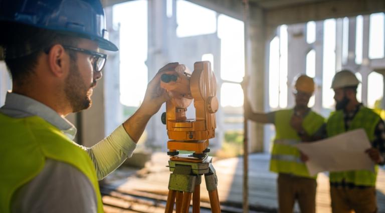 construction site with construction workers