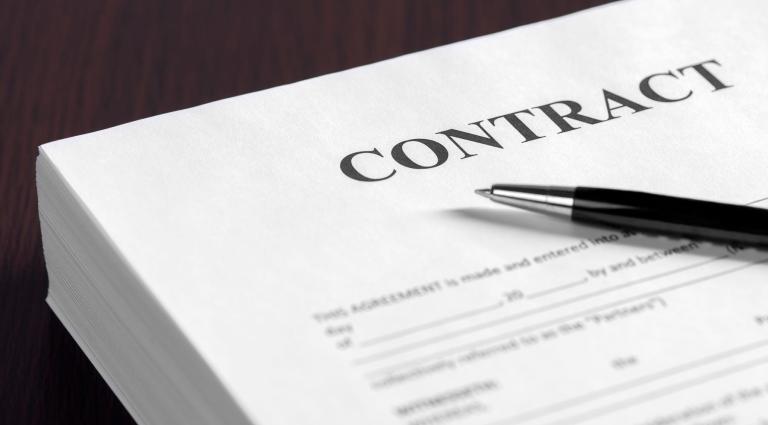 contract on a table