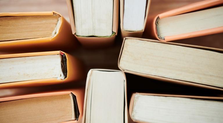 books gathered together on a table