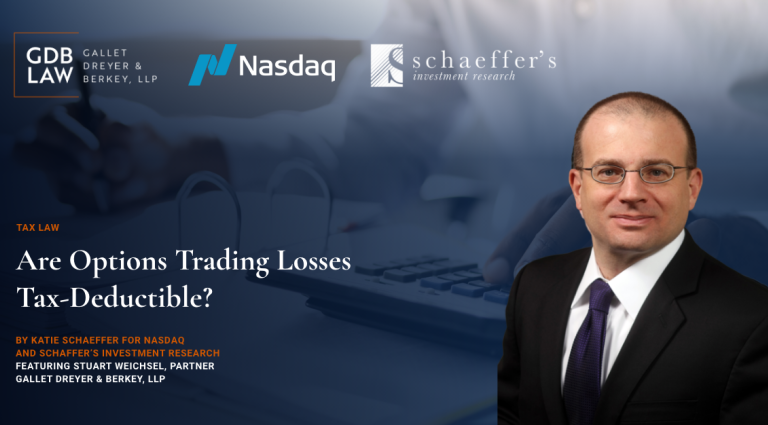 Are Options Trading Losses Tax-Deductible? Stuart Weichsel quoted in NASDAQ imagery