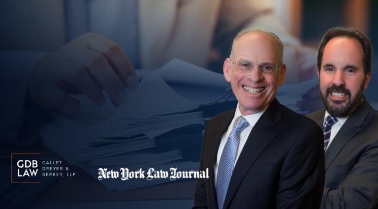 Headshots of Perry L. Mintz (left) and Scott M. Smiler (right) in front of a background image of a stack of papers with the GDB and NYLJ logos on the bottom left corner 